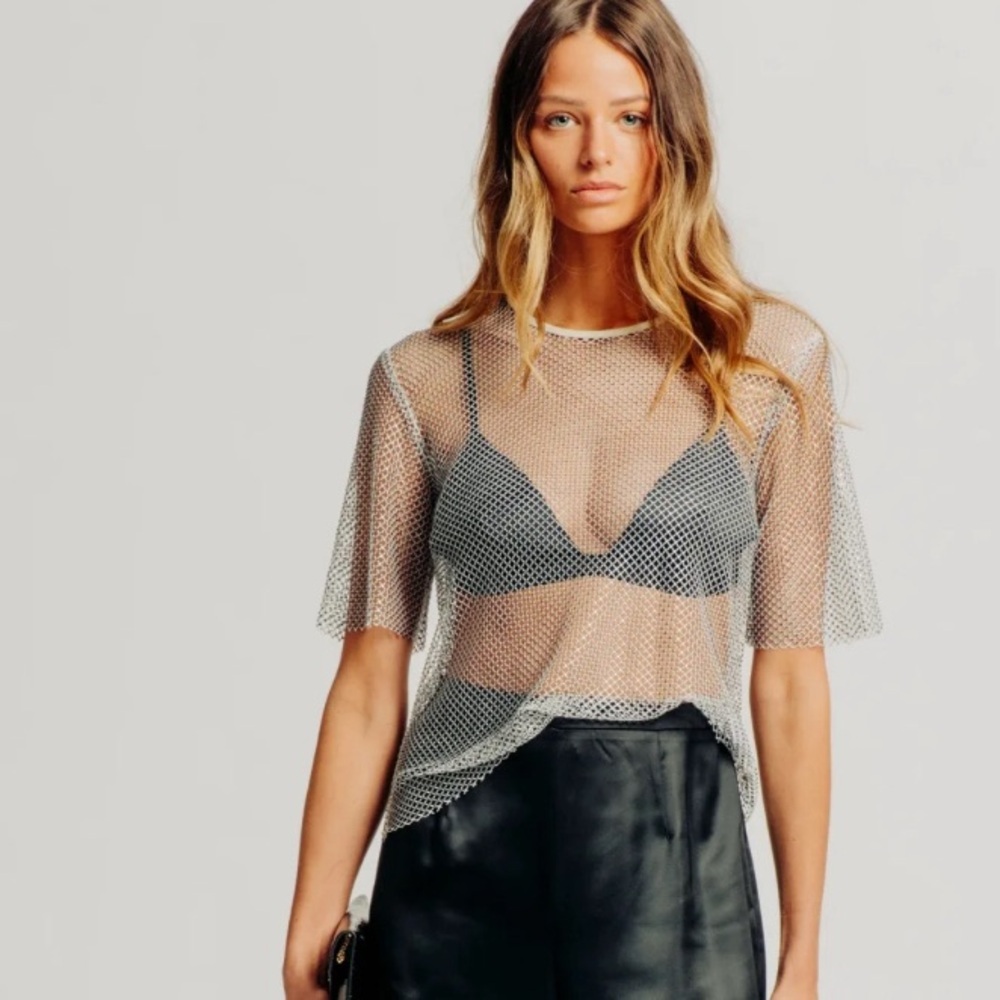 NWT Ronny Kobo mesh top with sewn in bra top
